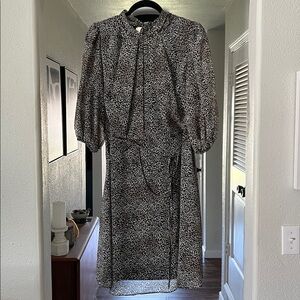 Maison Tara Cheetah Flowy Chiffon Dress